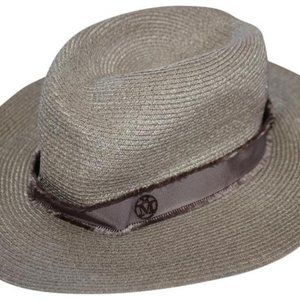 Maison Michel Beige Virginie Ribbon Straw Fedora - Size Small Hat
